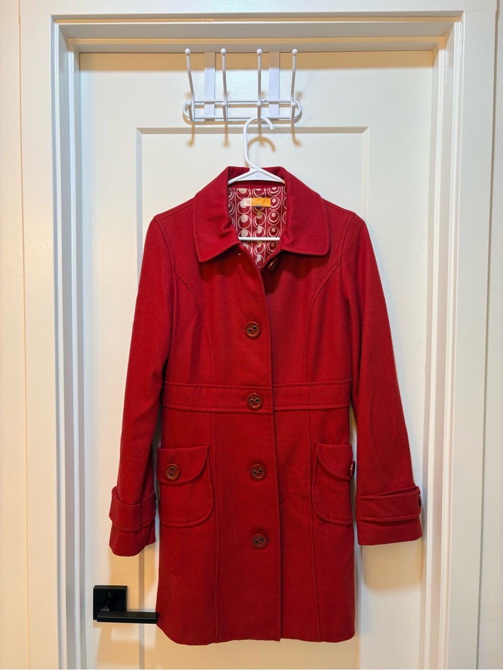 Tulle Red Wool-Blend Pea Coat